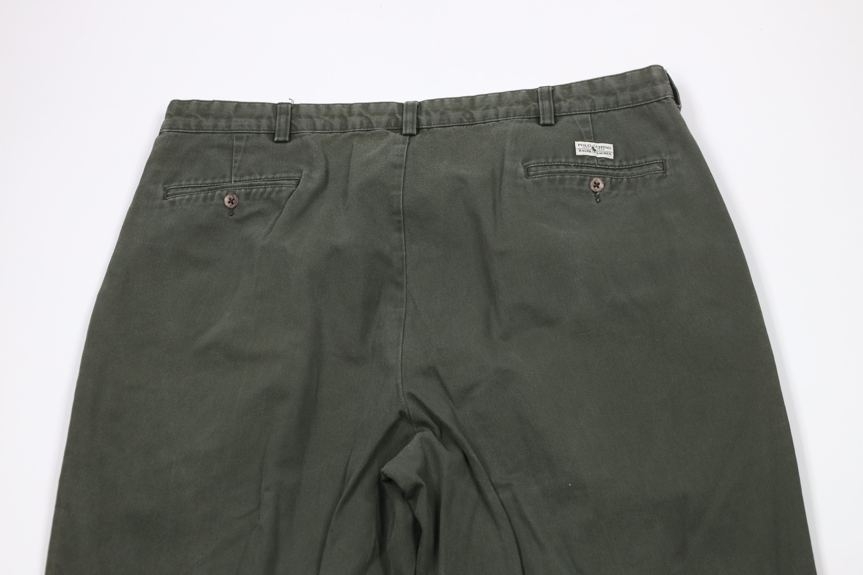 Ralph Lauren × Vintage Vintage 90s Ralph Lauren Wide Leg Chino Pants Green Cotton Size US 38 / EU 54 - 11 Thumbnail