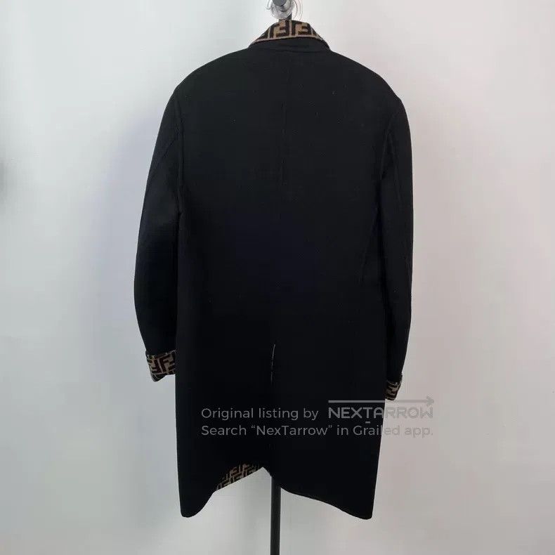 Fendi Fendi Fully Printed Black Wool Long Coat Size US M / EU 48-50 / 2 - 2 Thumbnail