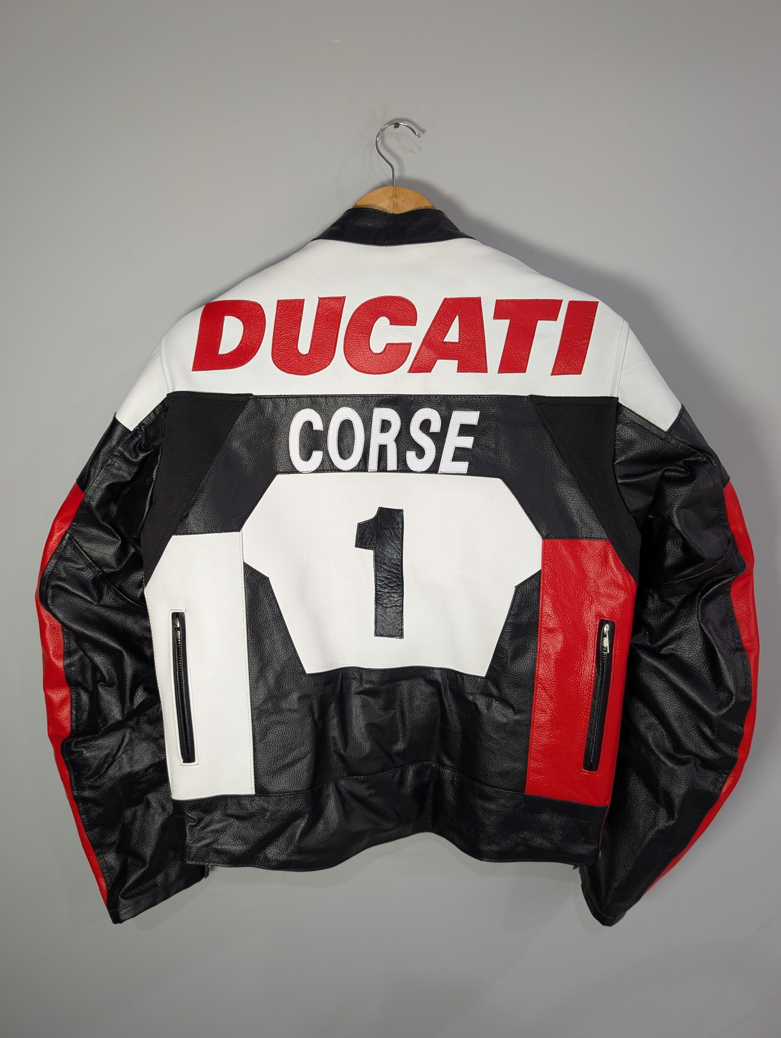 Vintage 🔥Ducati Corse🔥 Motorcycle Racing Real Leather Jacket Size L / US 10 / IT 46 - 2 Thumbnail