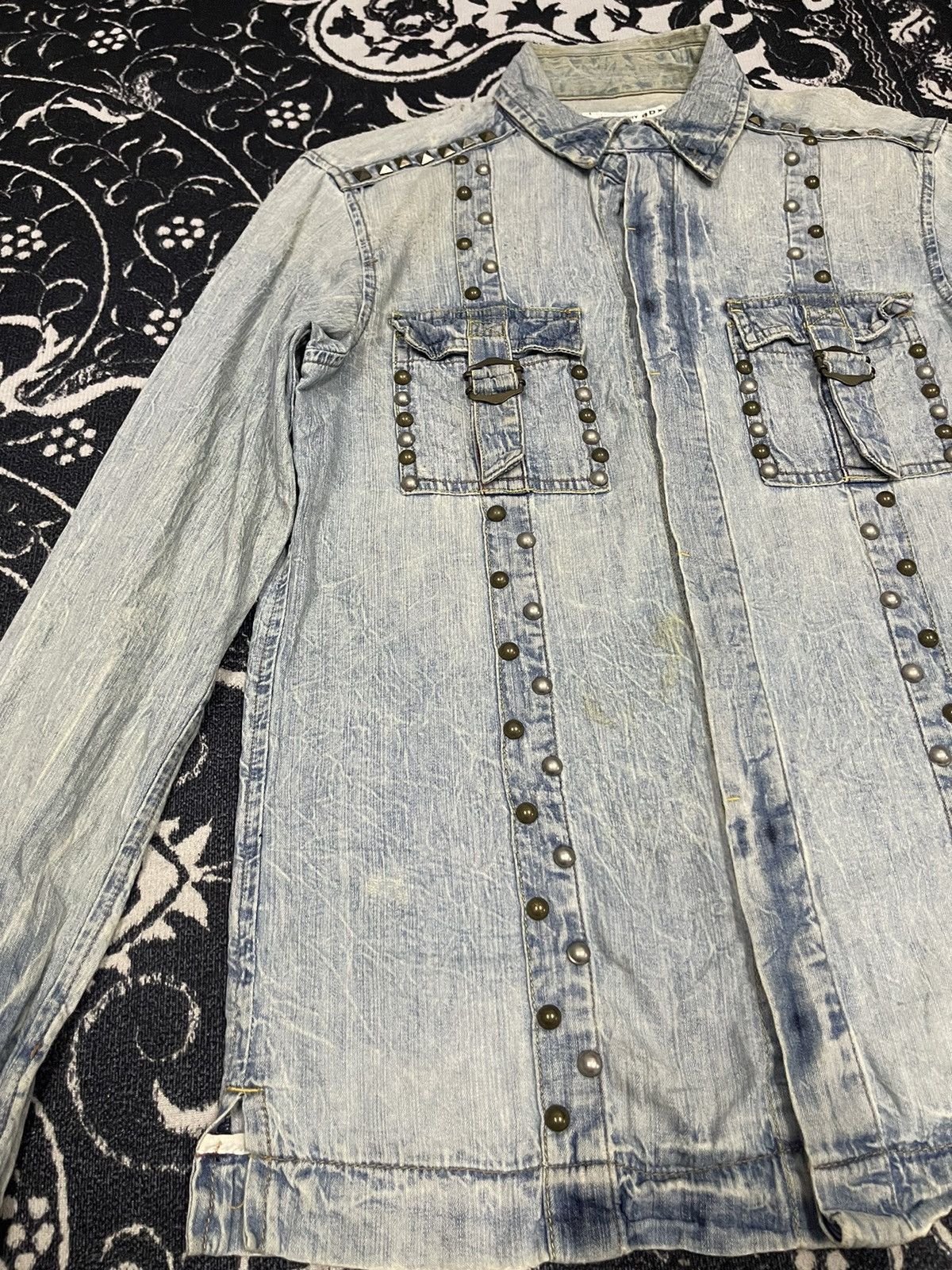 Japanese Brand 2000s KMRII INSPIRED STUDDED DENIM BUTTON UP DISTRESSED Size US S / EU 44-46 / 1 - 4 Thumbnail