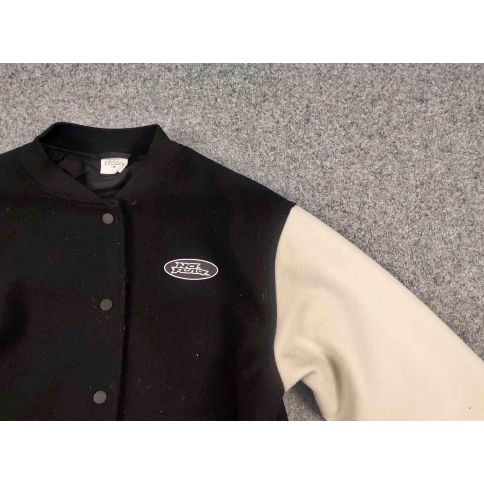 No Fear No Fear Black Varsity Bomber Jacket Women's S Wool Lining Wool Pattern Solid 90s Style Size S / US 4 / IT 40 - 5 Thumbnail