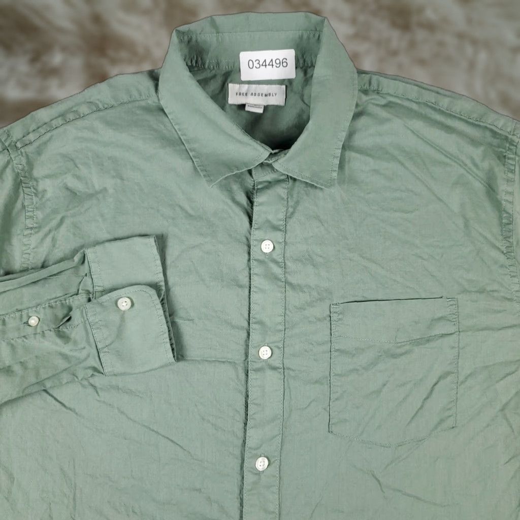 Vintage VINTAGE-Free Assembly Shirt Mens Large Green Pocket Button-Up Long Sleeve Size US L / EU 52-54 / 3 - 1 Thumbnail