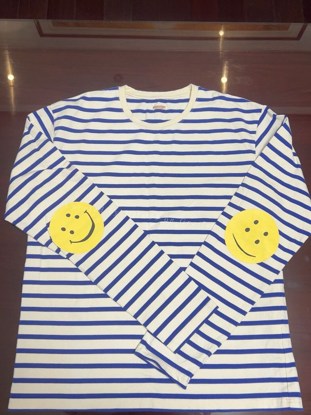 Kapital Kapital New Smiley Blue Striped T-shirt Size US XXL / EU 58 / 5 - 1 Thumbnail