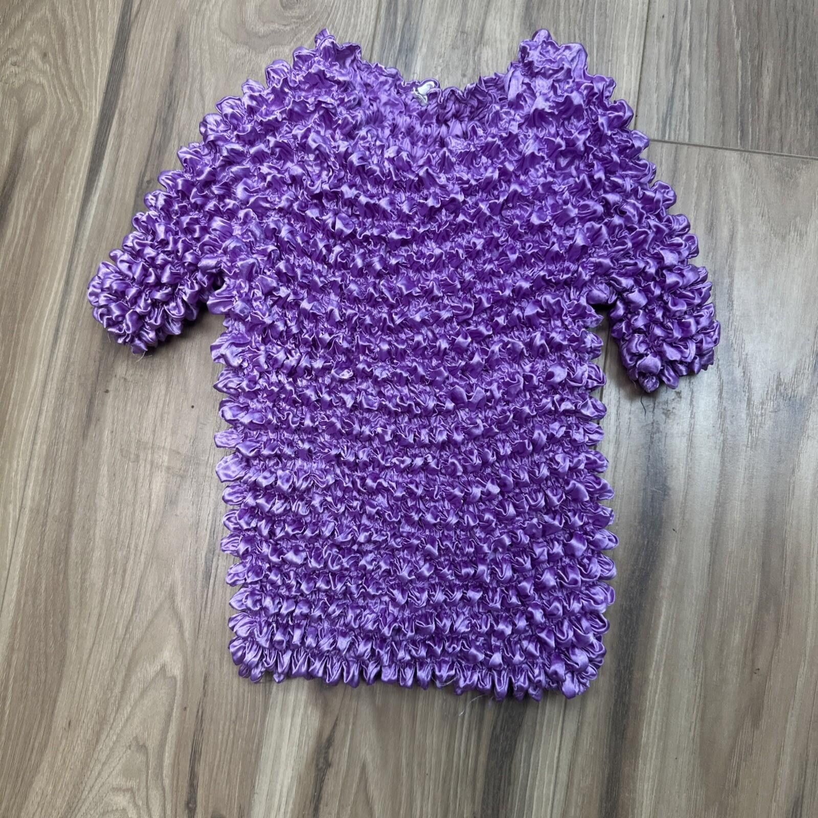 FCUK Vintage Y2K 90s Satin Purple Popcorn Magic Stretch Top Fairy Size ONE SIZE - 1 Thumbnail