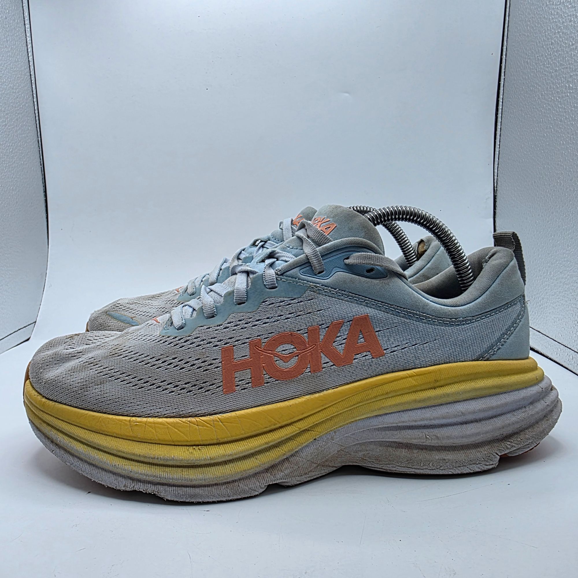 Hoka Hoka One One Bondi 8 Womens Size 10.5 B Gray Yellow Athletic Size US 10.5 / IT 40.5 - 14 Thumbnail