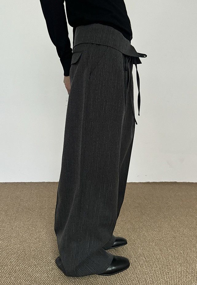 Japanese Brand × Vintage Cleanfit retro folded flap waist pinstriped pleated pants Size US 34 / EU 50 - 2 Thumbnail