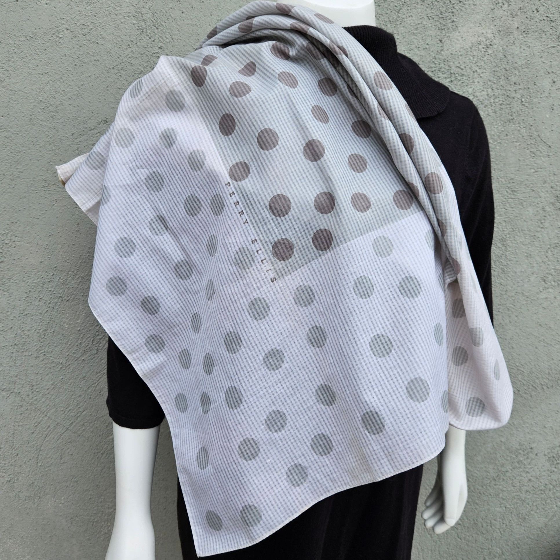 Perry Ellis Vintage 80s Perry Ellis Set (2) Square Scarves Dot Print & M Size ONE SIZE - 2 Thumbnail