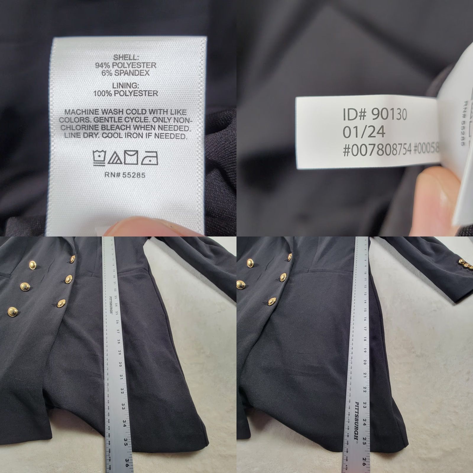 Express EXPRESS Black Editor Double-Breasted Novelty Gold Button Blazer Jacket Coat XL Women’s Suit Jacket/Blazer Long Sleeve Black Buttoned Size XL / US 12-14 / IT 48-50 - 8 Thumbnail