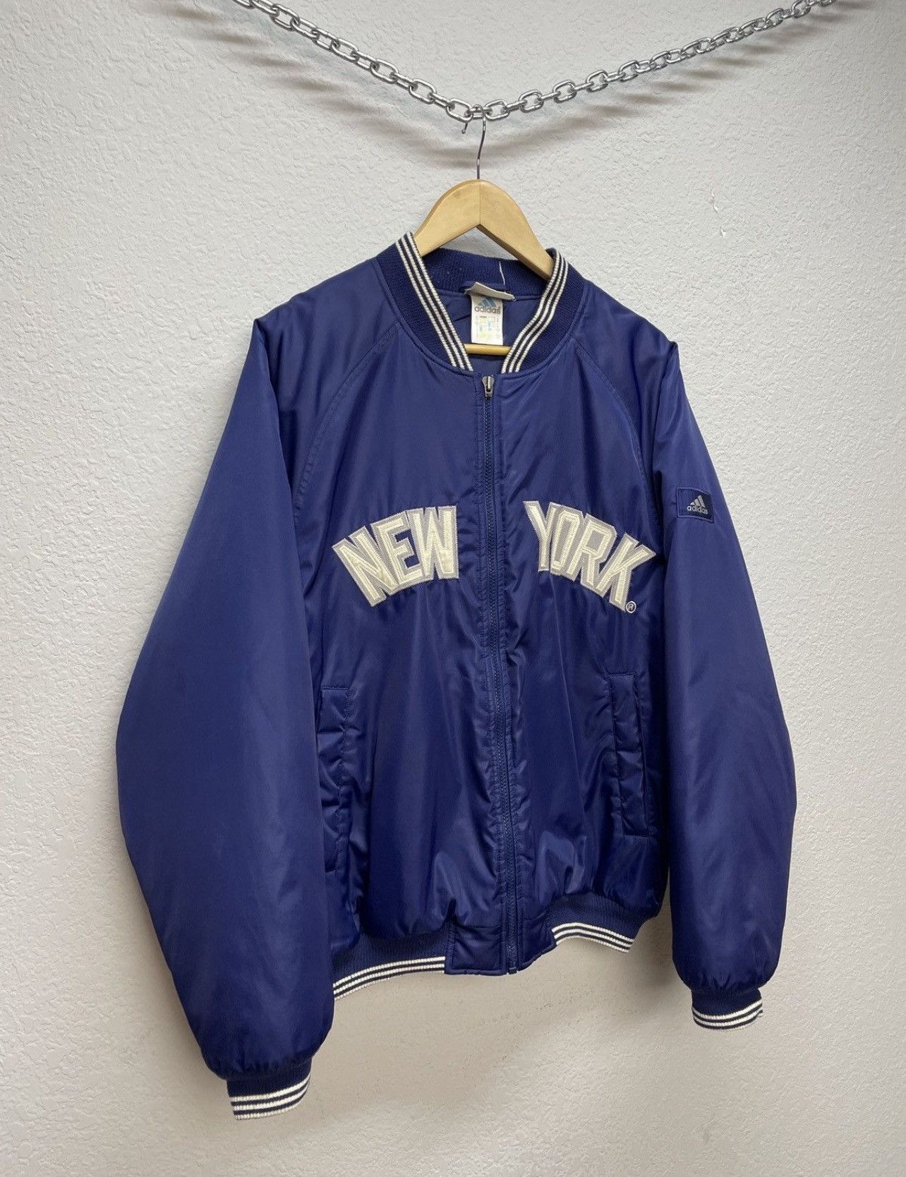 Adidas Vintage 00s Adidas New York Yankees Boxy Fit Bombers Jacket Size US M / EU 48-50 / 2 - 7 Thumbnail