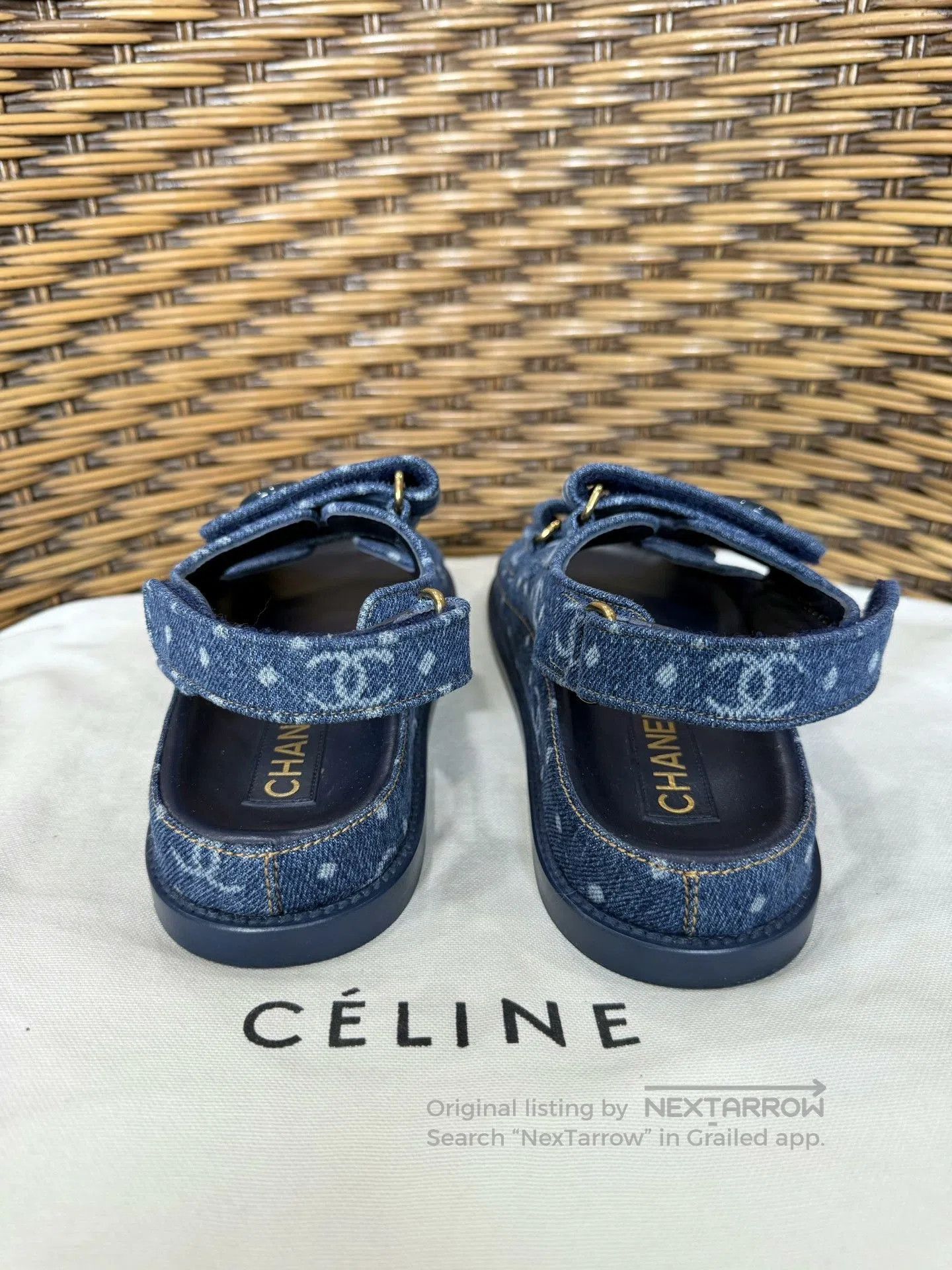 Chanel Chanel Blue Denim Monogram Slides. Size US 5 / IT 35 - 3 Thumbnail