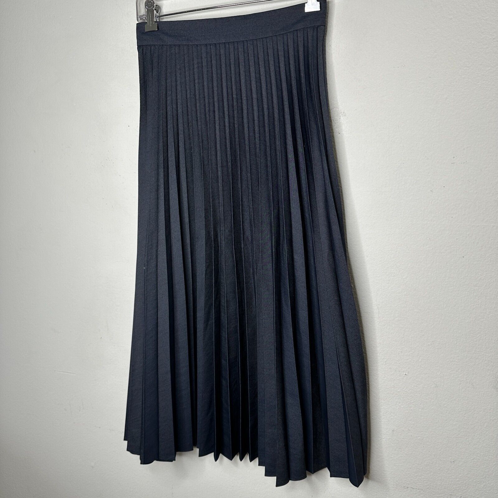 Zara Zara Dark Blue Box Pleat Denim Look Midi Skirt Side Zip XS Size 25" / US 0 / IT 36 - 4 Thumbnail
