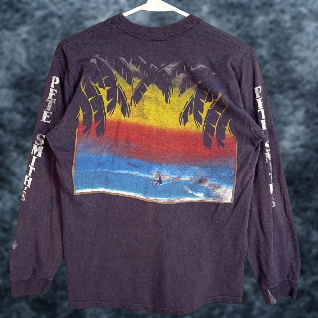 Vintage VINTAGE 1980s Pete Smiths Surf Shop Beach Graphic T Shirt Mens Adult Medium Blue Cotton Faded Surfwear Size US M / EU 48-50 / 2 - 1 Thumbnail
