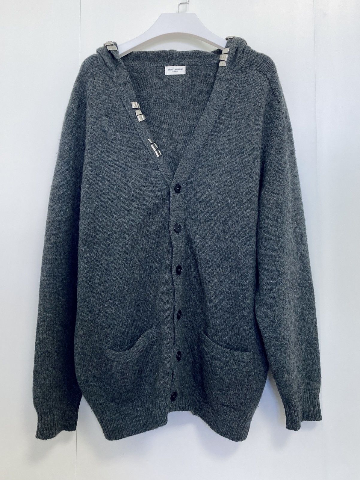 Saint Laurent Paris SAINT LAURENT PARIS BY HEDI SLIMANE 13AWGRAY HOODED CARDIGAN Size US S / EU 44-46 / 1 - 1 Thumbnail