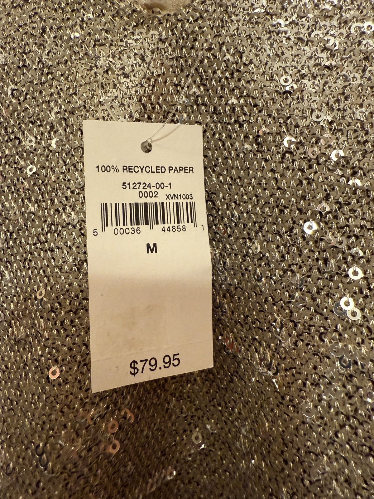 Gap Gap Women Sleeveless Silver Sequin Lined Evening Tank Top Size M / US 6-8 / IT 42-44 - 3 Thumbnail
