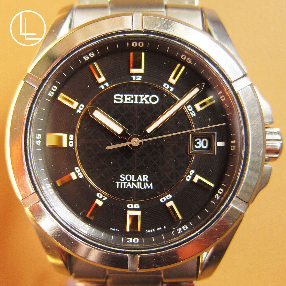 Seiko SEIKO V145-0AX0 Solar Titanium Men's Watch Black Dial (JDM
