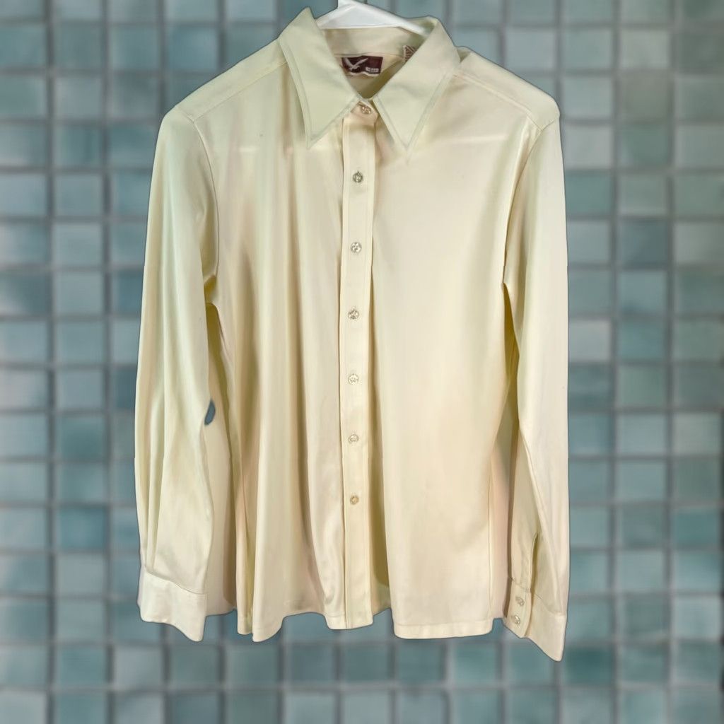 Vintage VINTAGE ATD Shirt Womens XS Yellow Button Down Long Sleeve Top Size XS / US 0-2 / IT 36-38 - 1 Thumbnail
