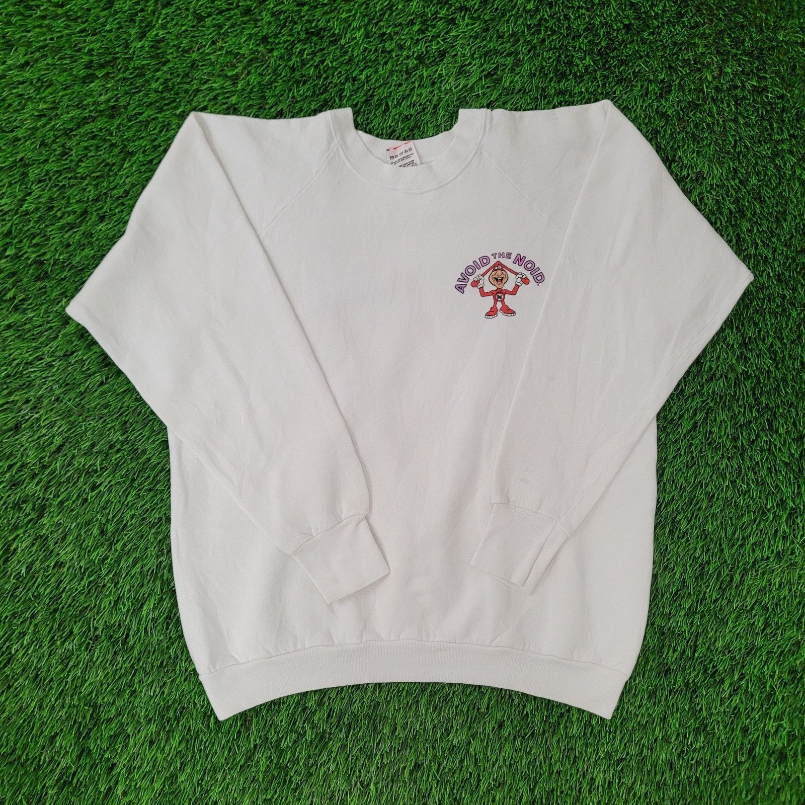 Fruit Of The Loom Vintage 1987 Funny Noid Sweatshirt Womens XL 22x22 White Size XL / US 12-14 / IT 48-50 - 2 Thumbnail