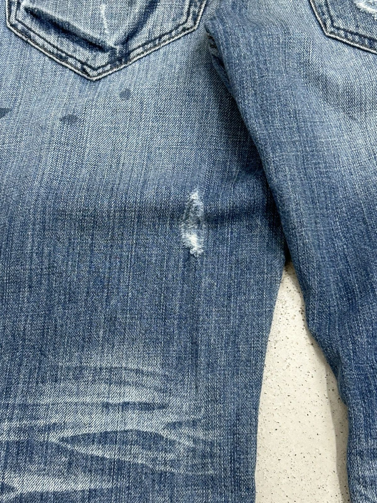 Japanese Brand Cook Jeans Baggy Distressed Denim Knee Panel Whisker Stacked Size US 31 - 23 Thumbnail