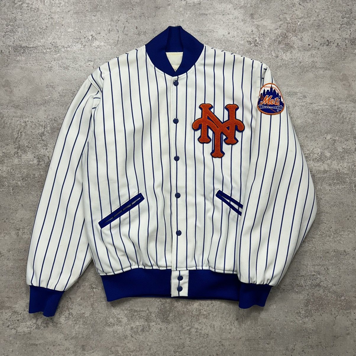MLB × Vintage VTG 80s 90s MLB NEW YORK METS FELCO PINSTRIPE BOMBER JACKET Size US L / EU 52-54 / 3 - 1 Thumbnail