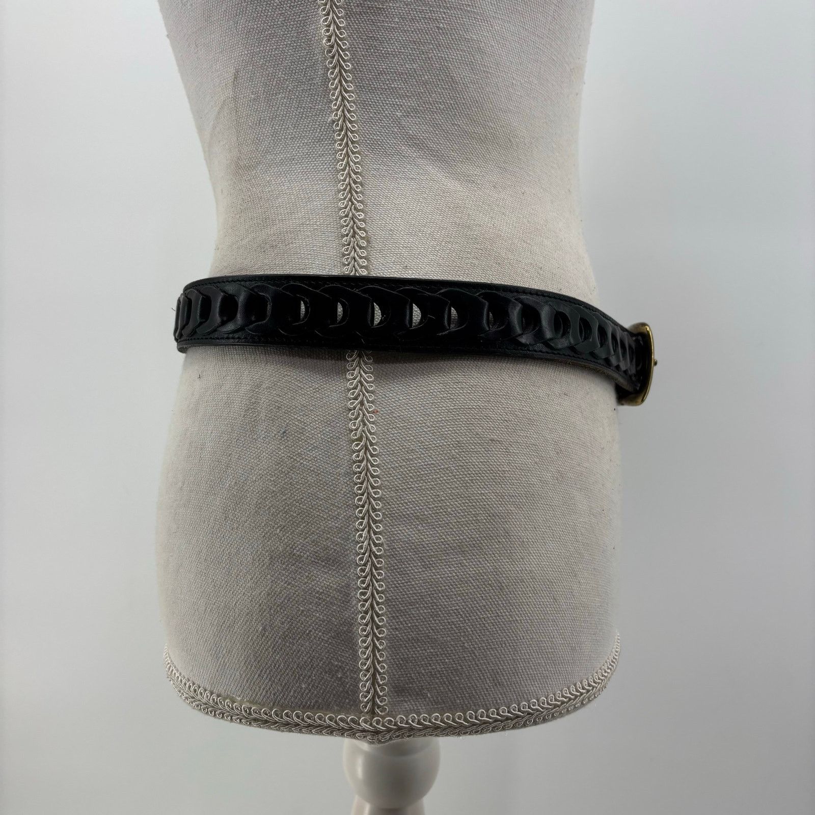 Other Men's Black Size 38 Genuine Leather Belt Casual Links Gold Size 38 - 3 Thumbnail