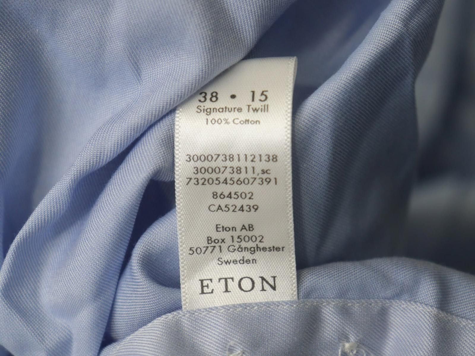 Eton Eton Blue 100% Cotton Collared Slim Fit Shirt Size 38 Size 38R - 9 Thumbnail