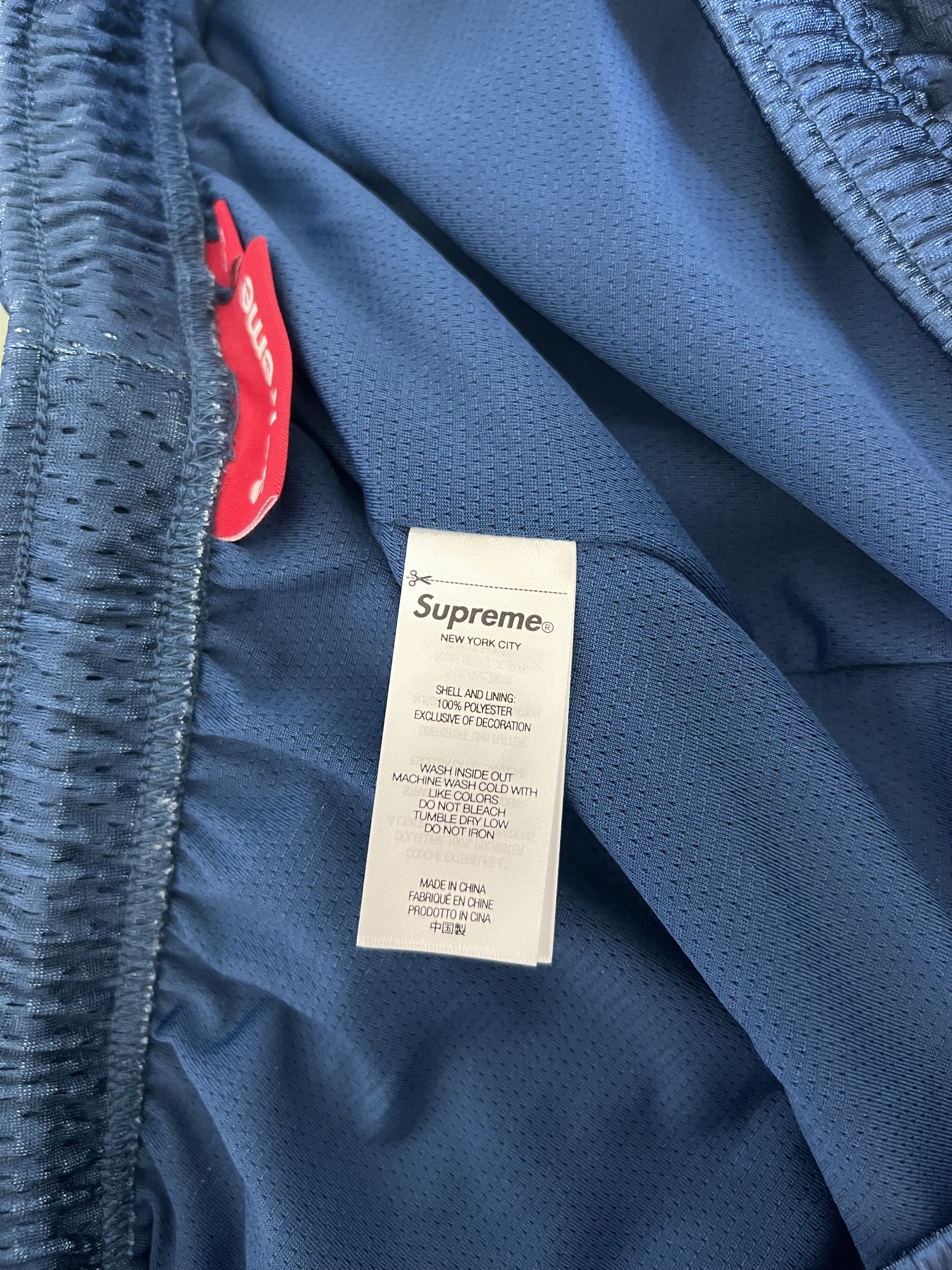 Supreme Supreme Big Script Mesh Shorts in Navy | Grailed