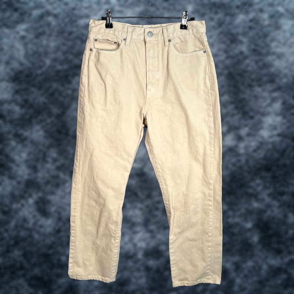 Uniqlo Jw Anderson x Uniqlo Womens Jeans Beige High-Waisted Straight-Leg 28 Denim Cotton 5-Pocket Regular Inseam 26 Vintage No Mens Womens Size 28" / US 6 / IT 42 - 1 Thumbnail