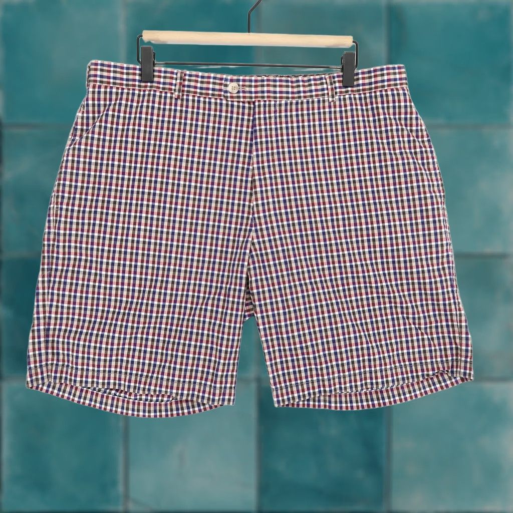 Peter Millar Peter Millar Shorts Mens 38 Red Blue Check Plaid Classic Fit Golf Casual Cotton - Preppy Style Size US 38 / EU 54 - 1 Thumbnail