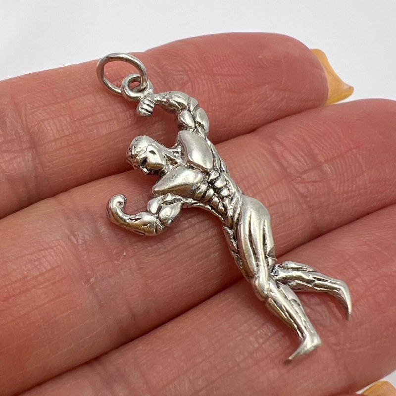 Sterling Silver Vintage Sterling Silver 925 Pendant Gym Fitness Signed 4.3g Size ONE SIZE - 6 Thumbnail