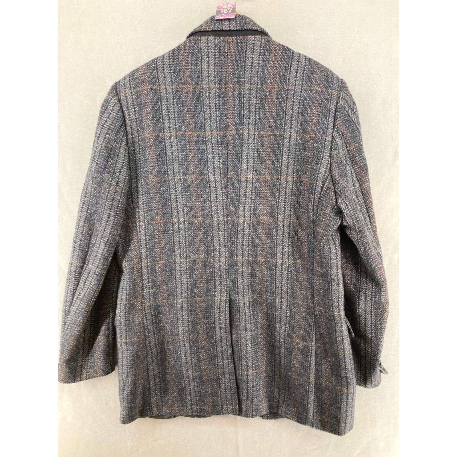 MooRER VINTAGE Moores Tweed Blazer Suit Jacket Mens 42 Regular Gray Plaid 80s Size 42R - 6 Thumbnail
