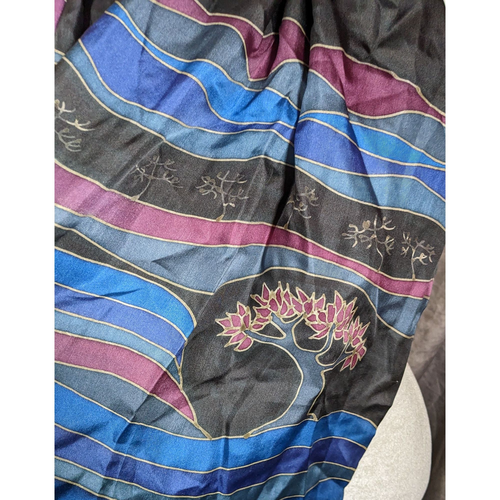 Other Vintage Signed Hand Painted Silk Scarf With Trees Size ONE SIZE - 5 Thumbnail