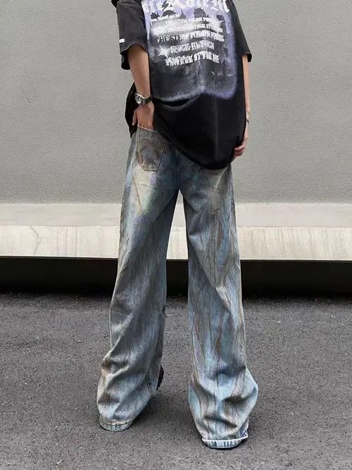 VIBE High Street Dirty Dye Washed Ripped Baggy Jeans Size US 32 / EU 48 - 6 Thumbnail