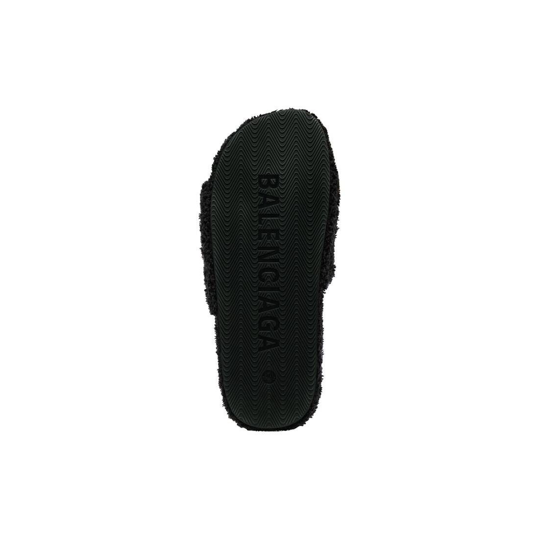 Balenciaga o1mt1gz0325 Furry Slide Sandal In Soft Towel in Black Size US 9 / IT 39 - 6 Thumbnail