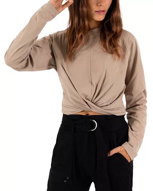 Pam & Gela PAM & GELA Twist Front Combed Cotton Long Sleeve Tee S/P VGC Size S / US 4 / IT 40 - 2 Thumbnail