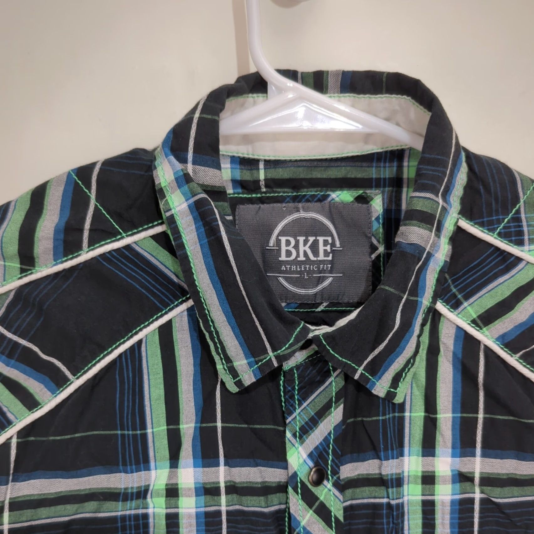 BKE BKE Athletic Fit Pearl Snap Shirt Mens Black Plaid Long Sleeve Large Western Shirt Size US L / EU 52-54 / 3 - 3 Thumbnail