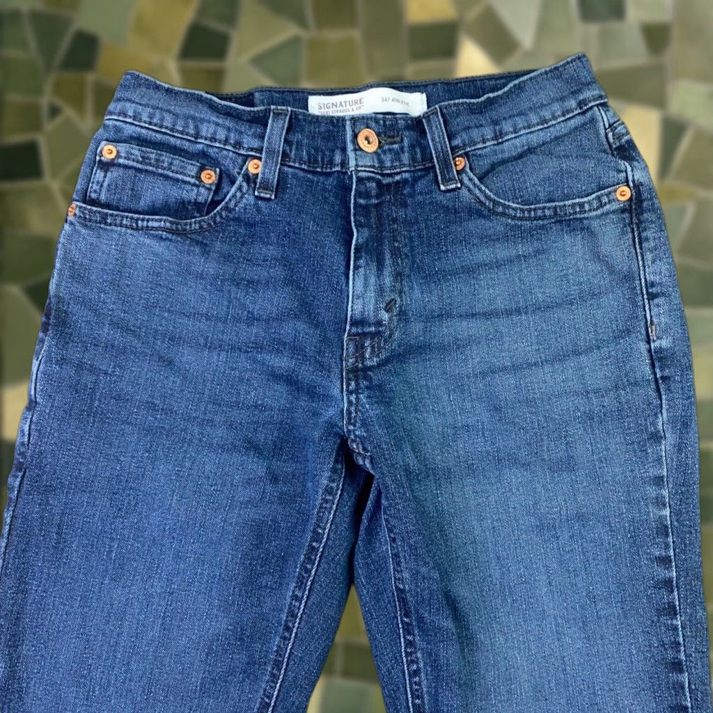 CO Signature Levi Strauss & Co. Mens Jeans 28x28 Blue Athletic Stretch Denim 5-Pocket Regular Fit Size US 29 - 1 Thumbnail