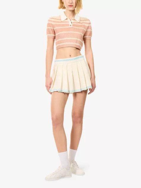 Amiri o1s1wg110426 Quad Pleated Mini Skirt in Ivory Size 26" / US 2 / IT 38 - 2 Thumbnail