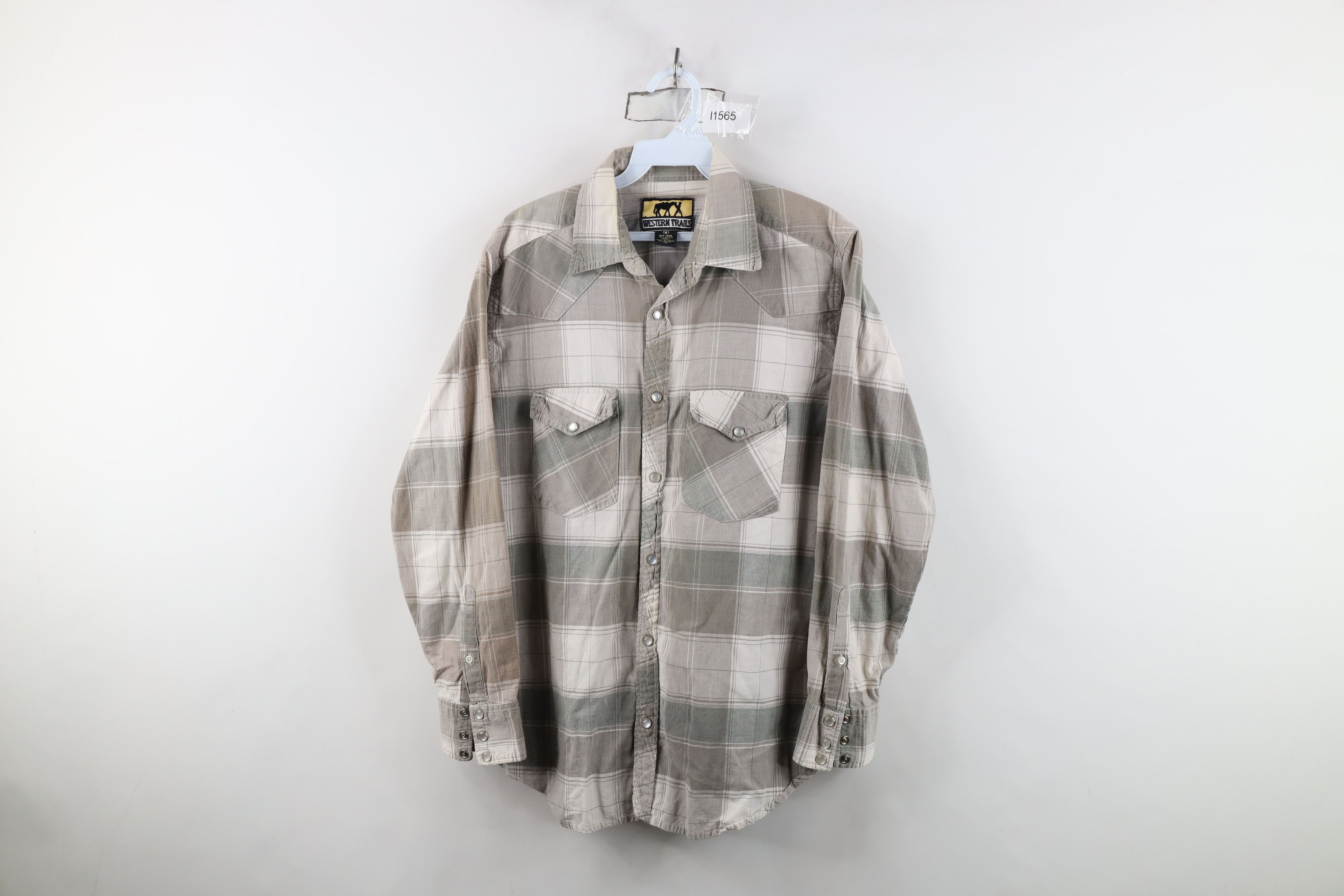 Vintage Vintage 90s Streetwear Cowboy Snap Button Shirt Plaid Size US M / EU 48-50 / 2 - 1 Thumbnail