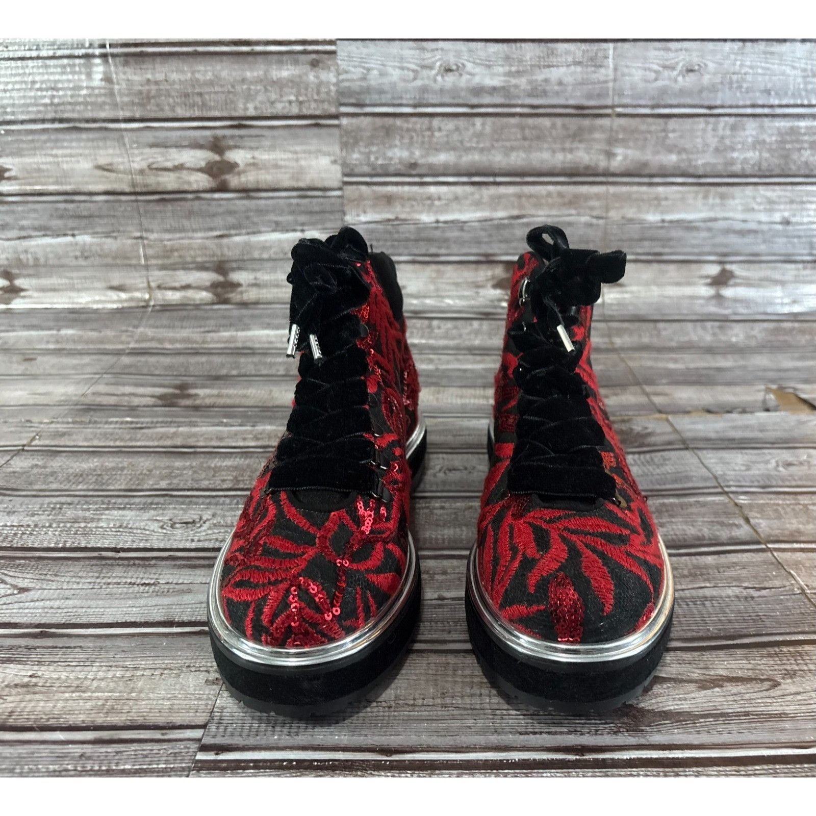 AGL AGL Velvet embroidered sequins leather Ankle Boots Size 39 R Size US 8.5 / IT 38.5 - 2 Thumbnail