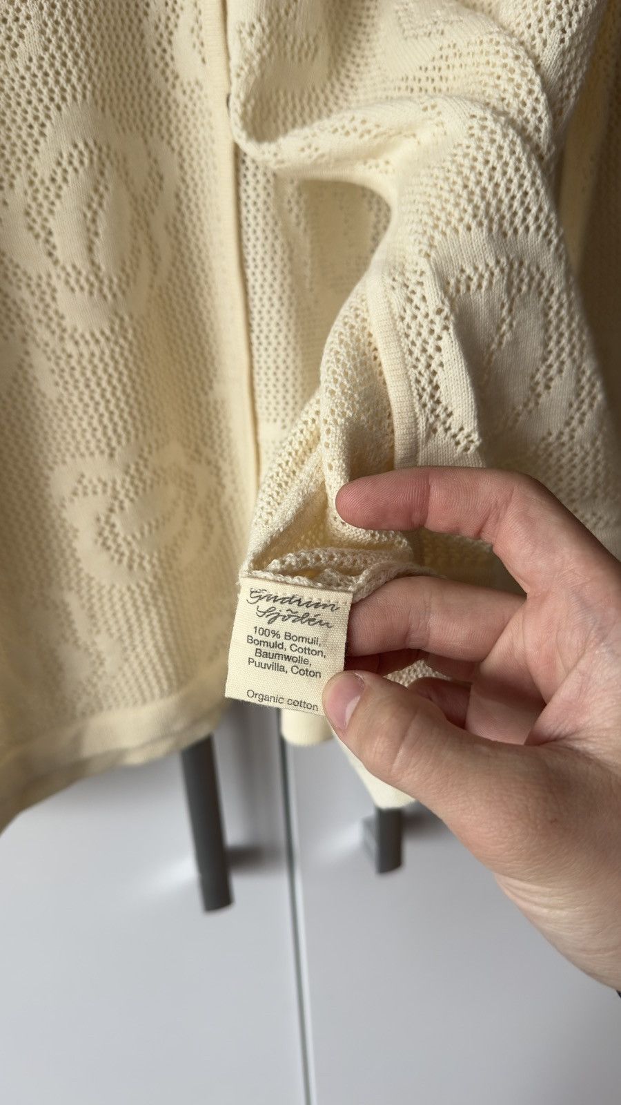 Gudrun Sjoden Gudrun Sjödén Pointelle Floral Knit Cardigan Organic Cotton Size L / US 10 / IT 46 - 9 Thumbnail