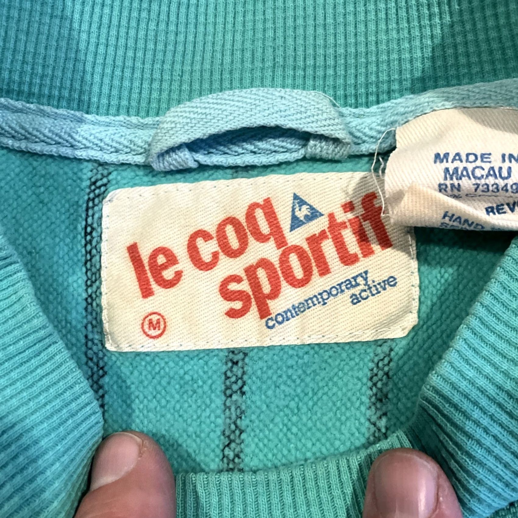 Le Coq Sportif VINTAGE Le Coq Sportif Sweatshirt Crewneck Striped Teal Medium Pullover Men Classic Size US M / EU 48-50 / 2 - 3 Thumbnail