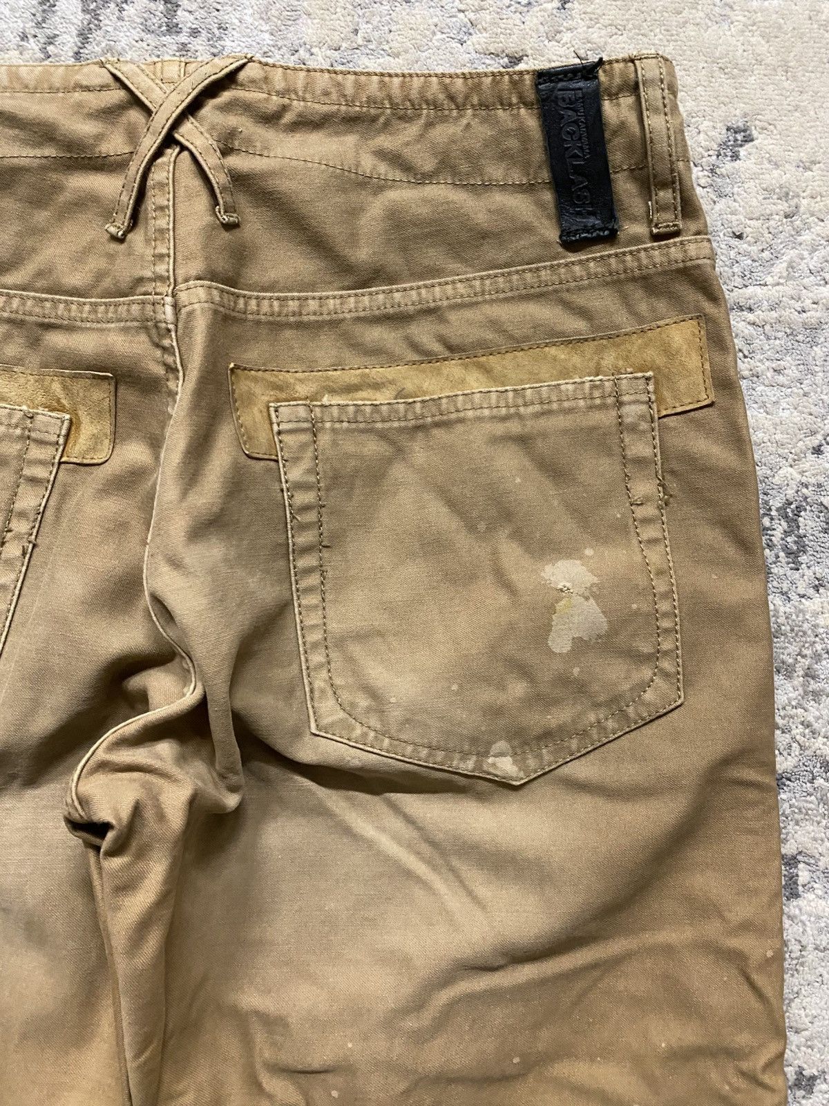 Isamu Katayama Backlash Backlash Suede Panel Oil Stained Bootcut Pants Size US 29 - 8 Thumbnail