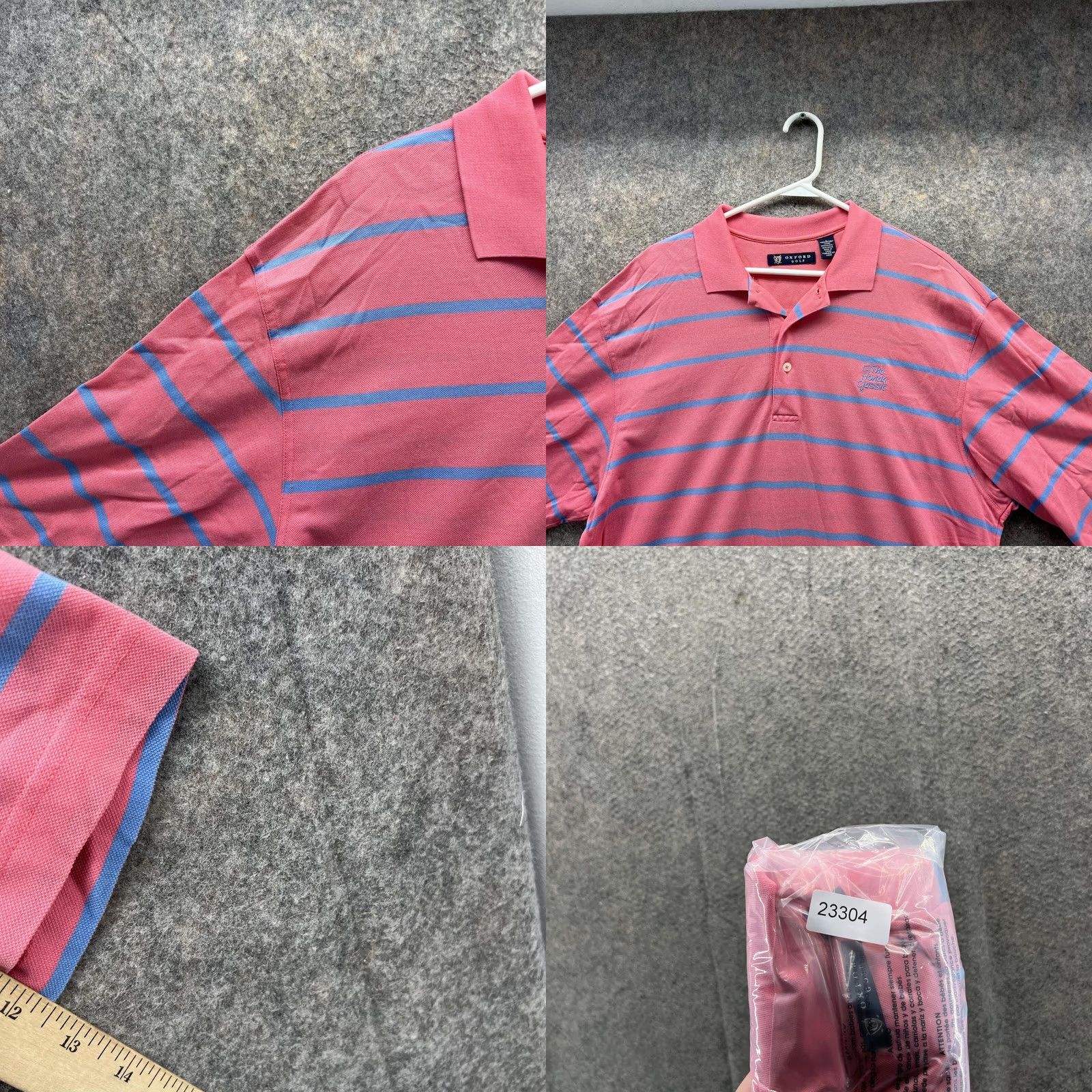 Vintage VINTAGE Oxford Polo Shirt Men Large Adult Pink Blue Striped Cotton Preppy Golfer Golf Polo Shirt Regular Fit Mens 44 in Chest Size US L / EU 52-54 / 3 - 8 Thumbnail