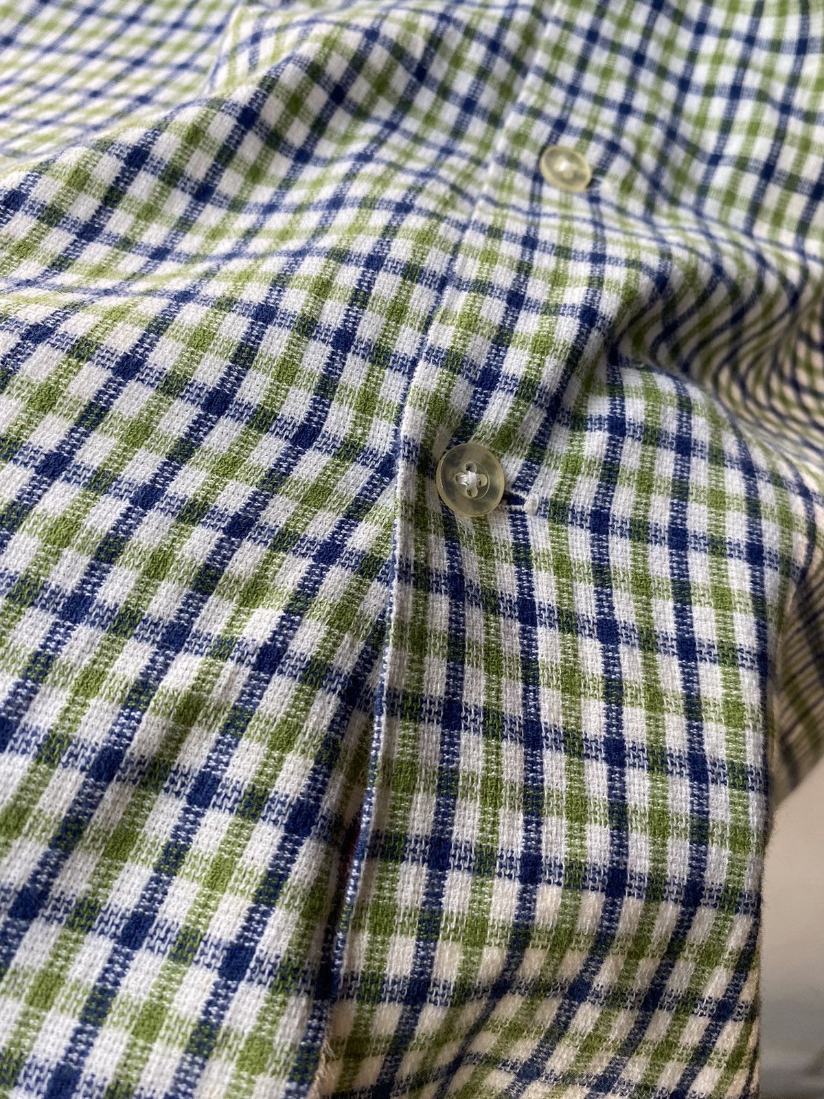 Beams Plus BEAMS Green, White, and Blue Checkered Short-Sleeve Shirt Size US M / EU 48-50 / 2 - 9 Thumbnail