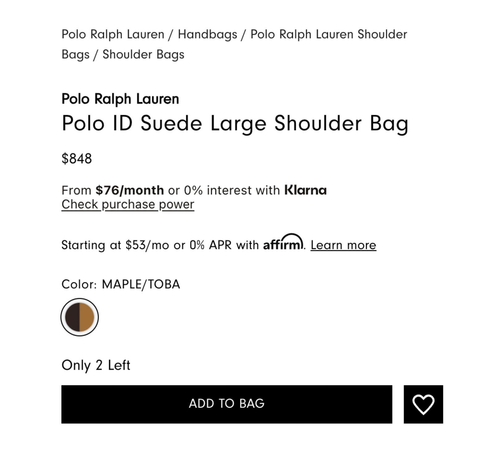 Polo Ralph Lauren Polo ID Ralph Lauren Women's Brown Suede Large Shoulder Bag Size ONE SIZE - 4 Thumbnail