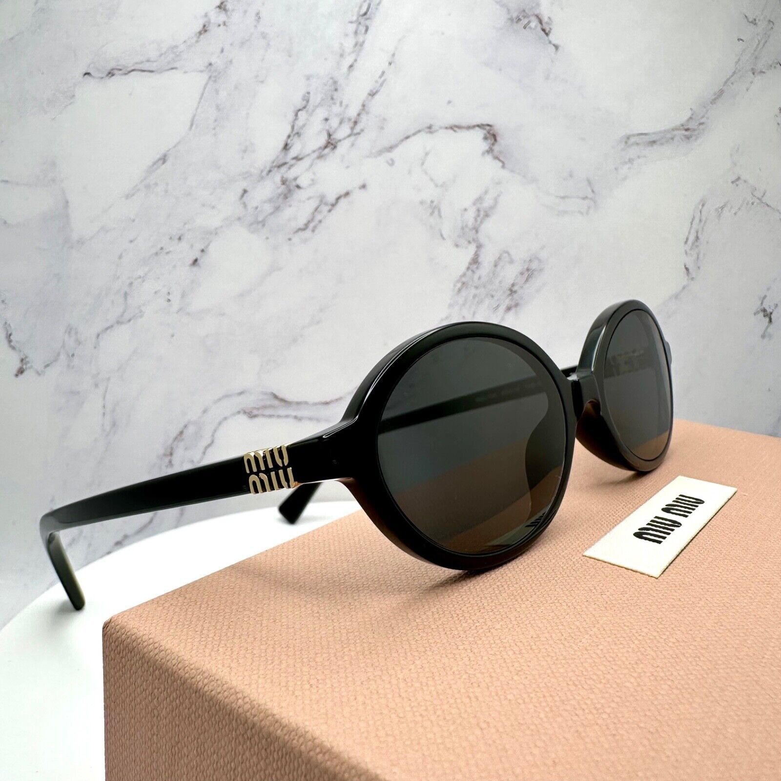 Miu Miu MIU MIU Sunglasses New Black Slim Gold Metal Logo Authentic Size ONE SIZE - 14 Thumbnail