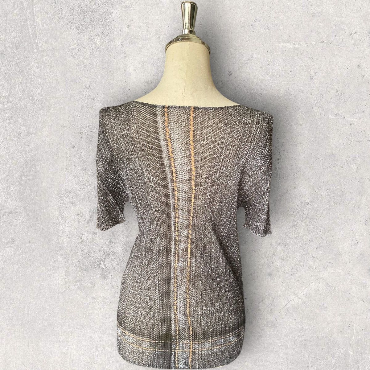 Issey Miyake Pleats Please Denim Trompe l'oeil Blouse Size L / US 10 / IT 46 - 4 Thumbnail