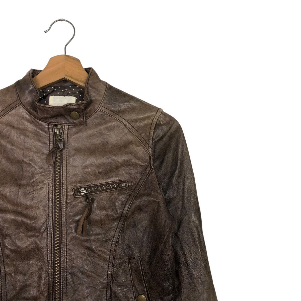 Japanese Brand 🔥CROPPED BIKER LEATHER JACKET BACK NUMBER ISSEY MIYAKE Size US M / EU 48-50 / 2 - 8 Thumbnail