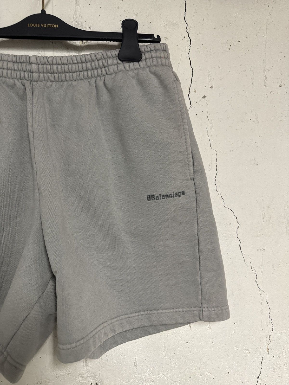 image of Balenciaga Corp Logo Shorts Stonewash M in Grey, Men's (Size 34)