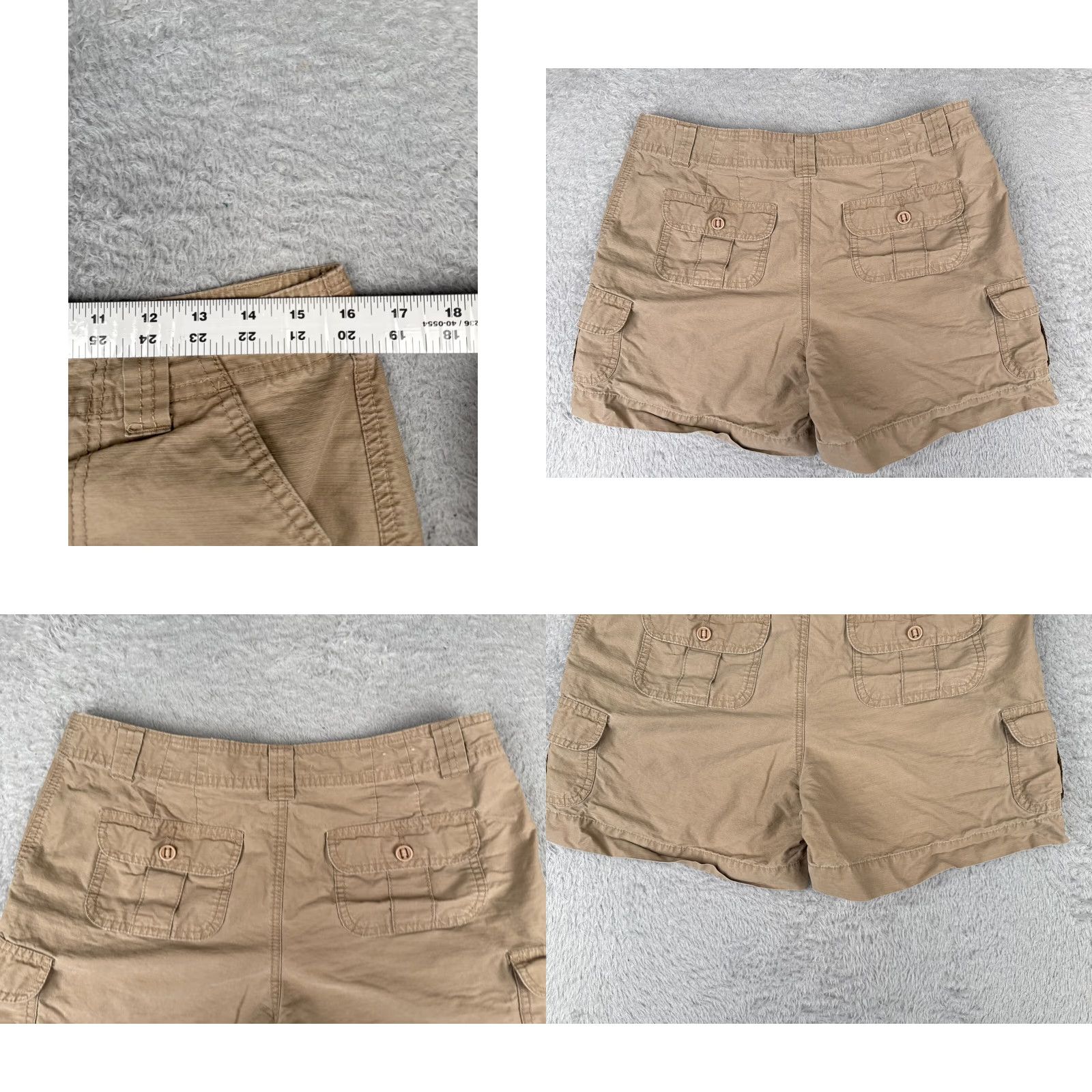 Vintage Cabela's Shorts Women 10 Beige Cargo Cotton Blend Hiking Camping Casual 32x5 Cargo Pocket Elastic Waist Flat Front Size 32" / US 10 / IT 46 - 9 Thumbnail